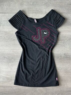 Y2K Joshua Perets JR Embellished Short Sleeve Tee with Rhinestone